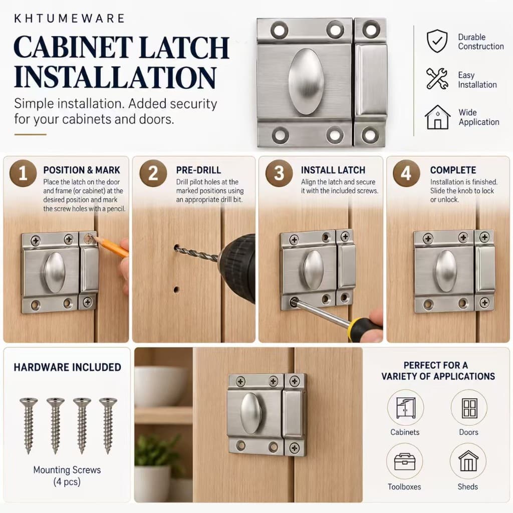 KHTUMEWARE-LOCK Antique English Brass Cabinet Latches in Antique English Brass — KHTUMEWARE