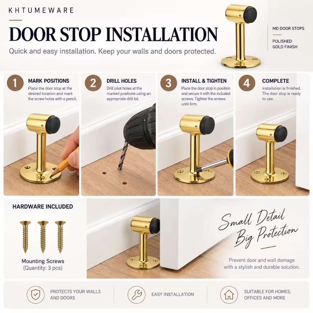 KHTUMEWARE-MD Antique Brass Door Stops in Antique Brass — KHTUMEWARE