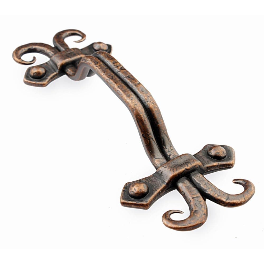 KHTUMEWARE-1204 Antique Copper Cabinet Pulls CTC 3-3/4 in (96 mm) 5-Pack in Antique Copper — KHTUMEWARE