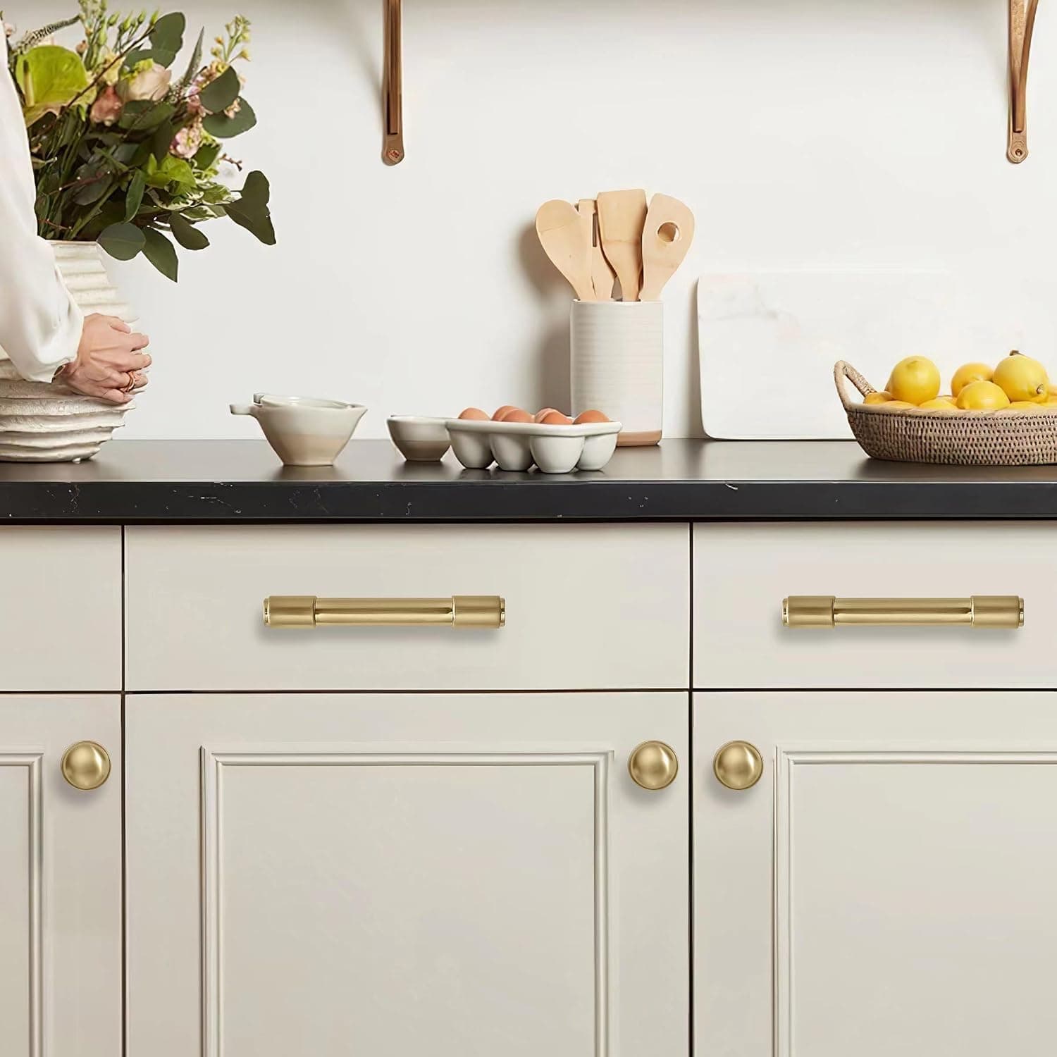 Coordinated cabinet pulls knobs and backplates by KHTUMEWARE
