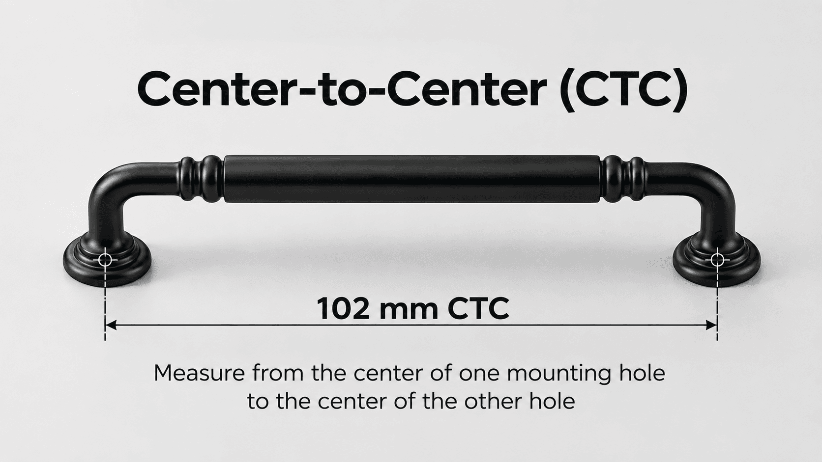 Center-to-center measurement between two cabinet pull mounting holes