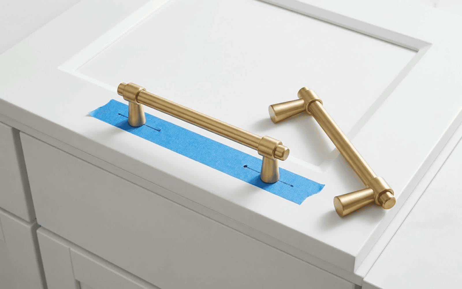 Previewing cabinet pull length with a paper template