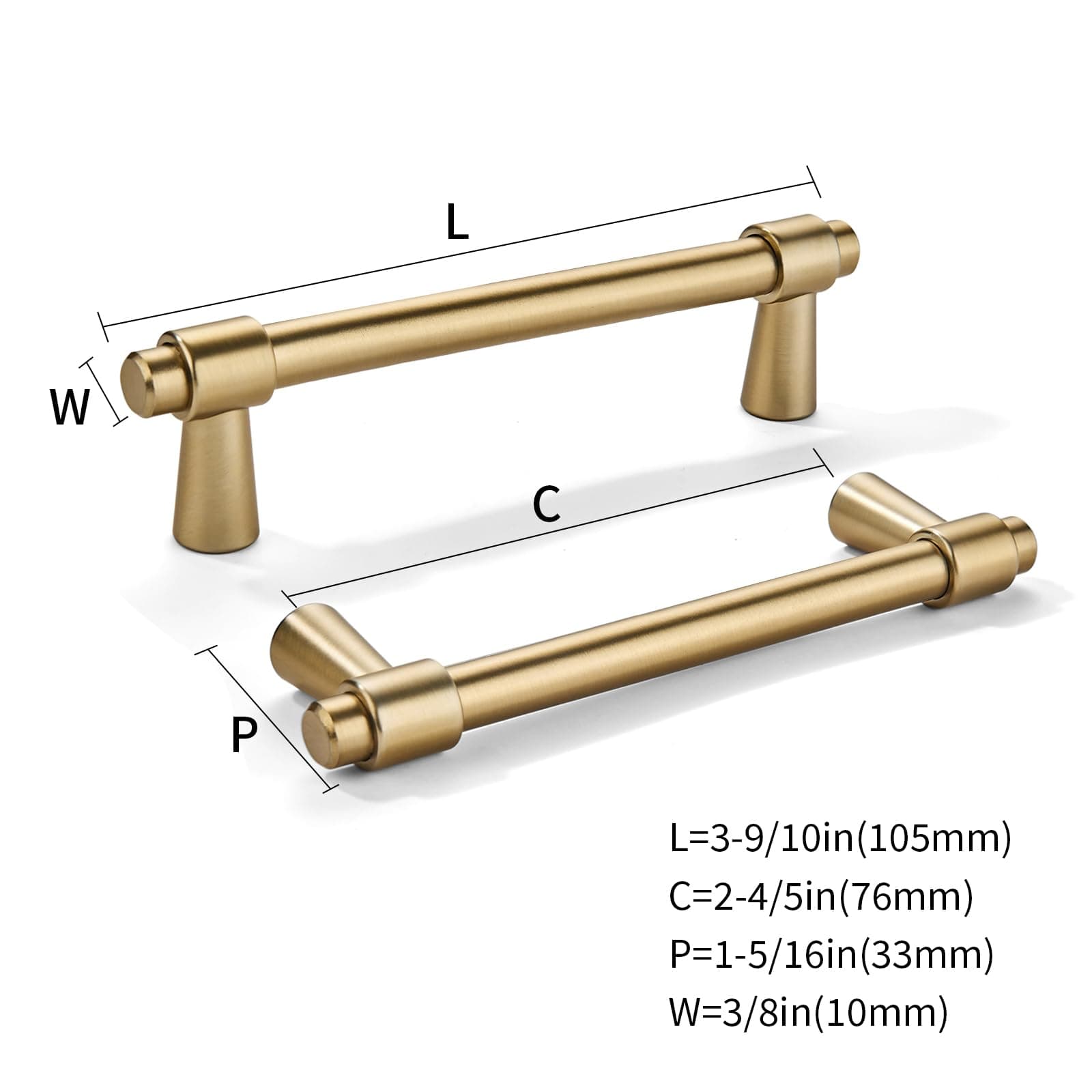Cabinet pull size dimensions including CTC overall length and projection
