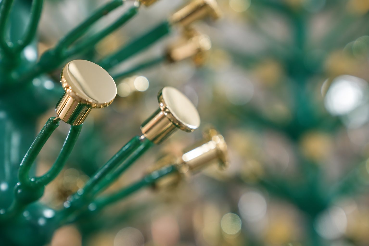 Close-up of hardware after electroplating.