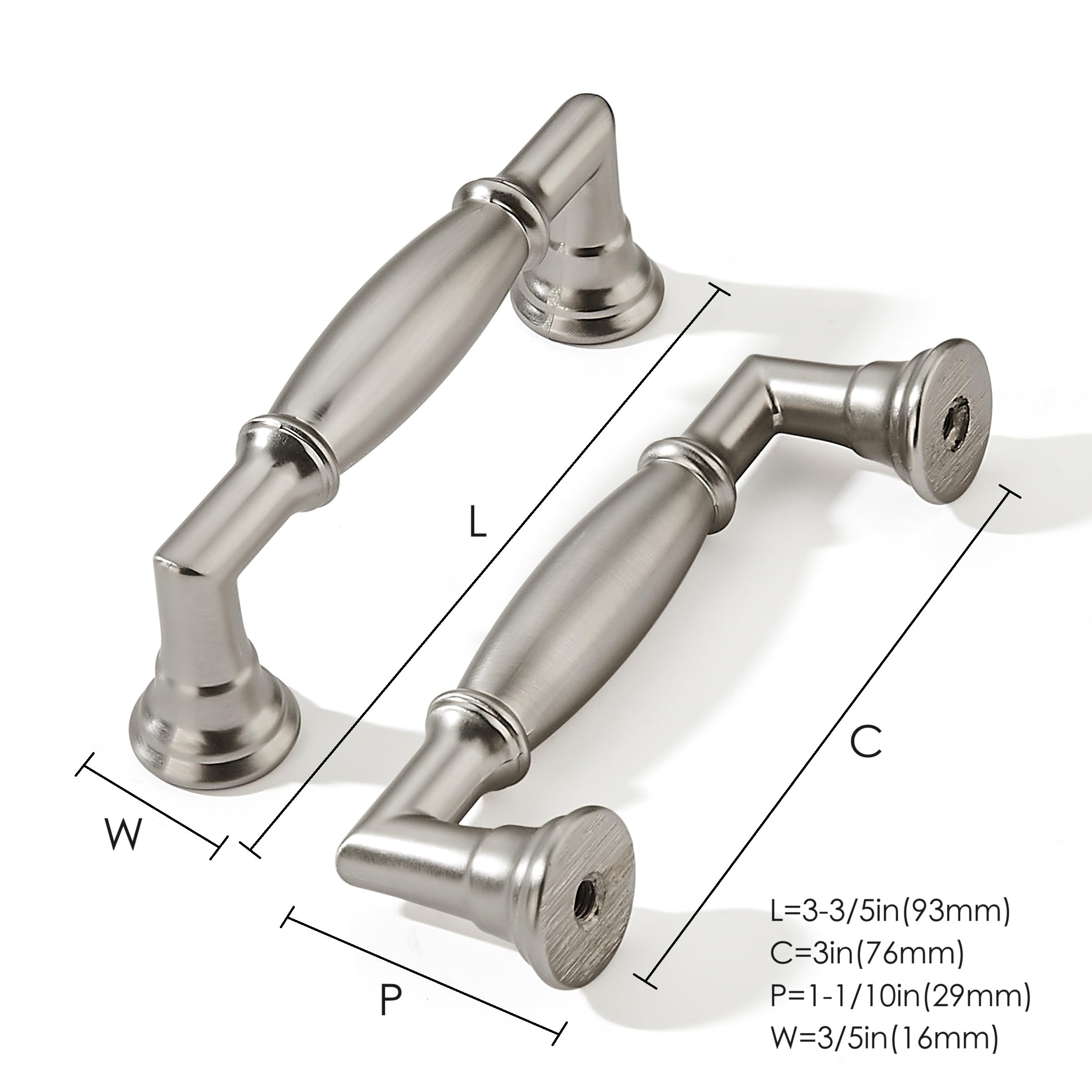 DESIGN299 Brushed Nickel Cabinet Pulls CTC 3 in (76 mm)
