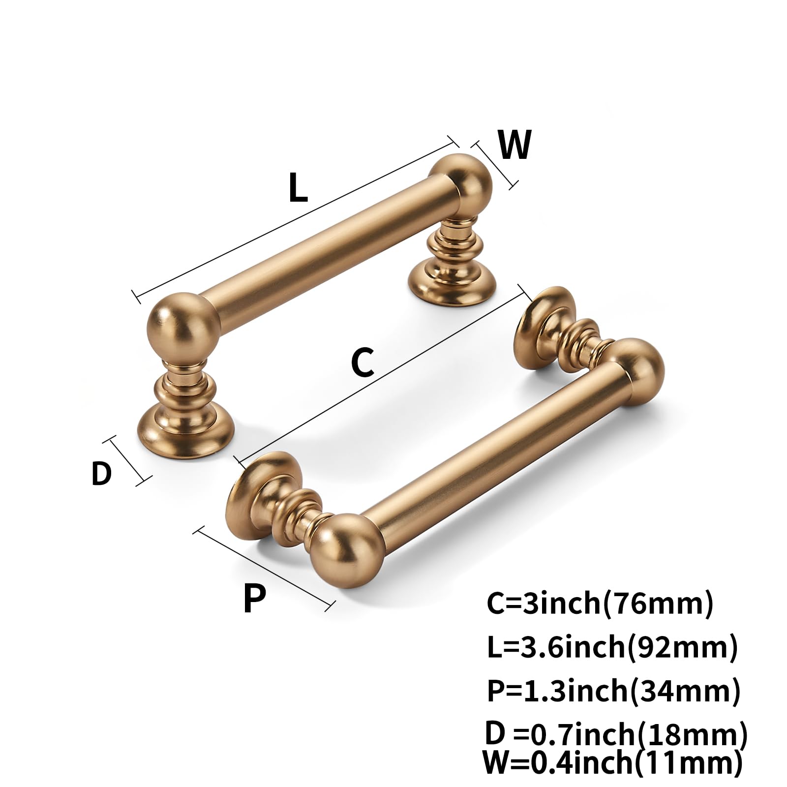 champagne bronze 3 in (76 mm) CTC cabinet pulls product photo