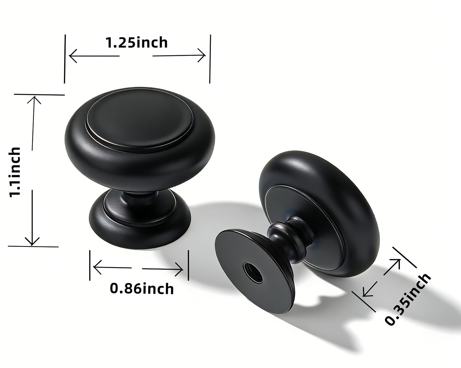 DESIGN362 Round Knob, Matte Black, DIA 1 - 1/4 in (32 mm)