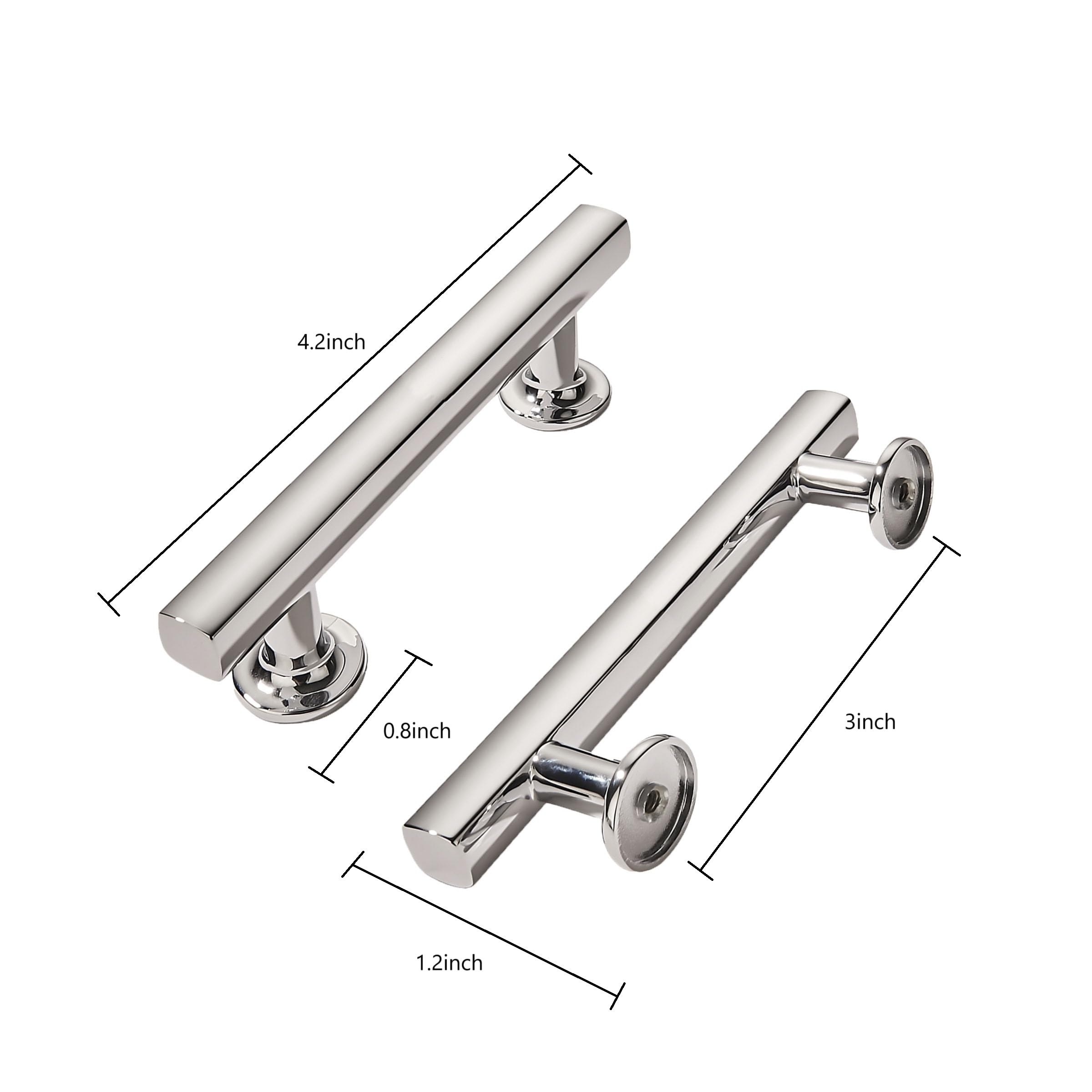 DESIGN297 Polished Nickel Cabinet Pulls CTC 3 in (76 mm)