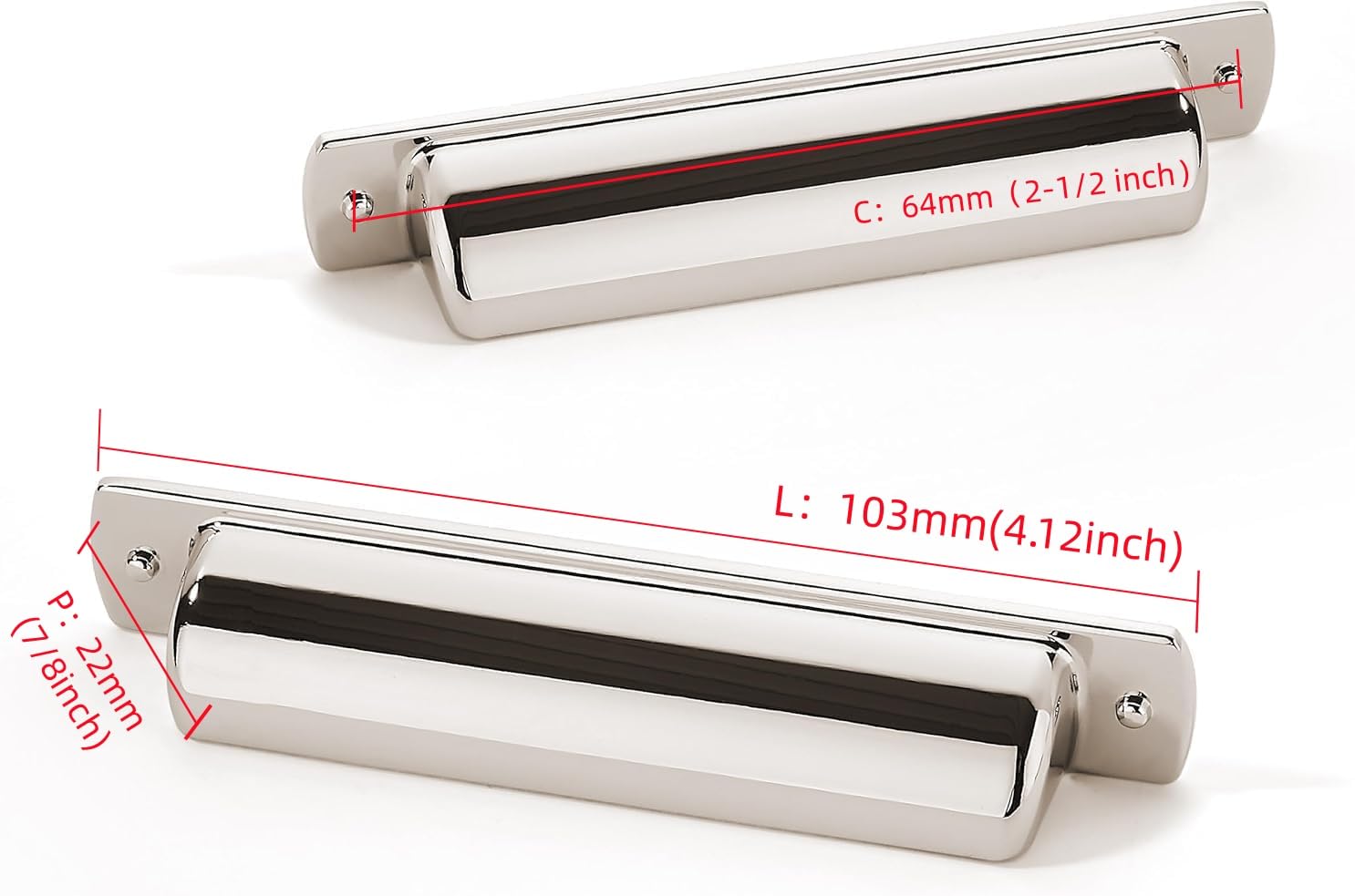 DESIGN263 Polished Nickel Cabinet Pulls CTC 2 - 1/2 in (64 mm)