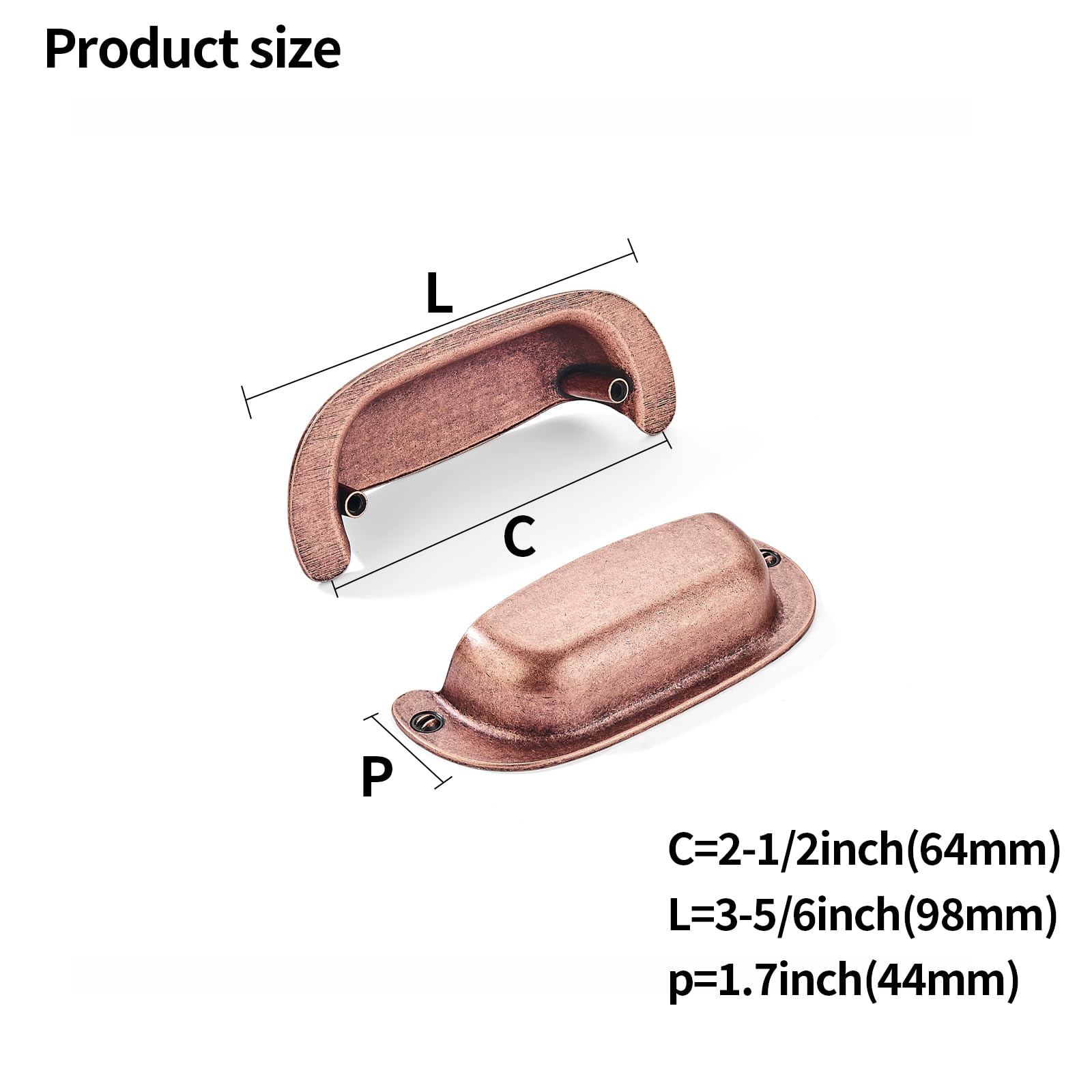 DESIGN354 Antique Copper Cabinet Pulls CTC 2 - 1/2 in (64 mm)