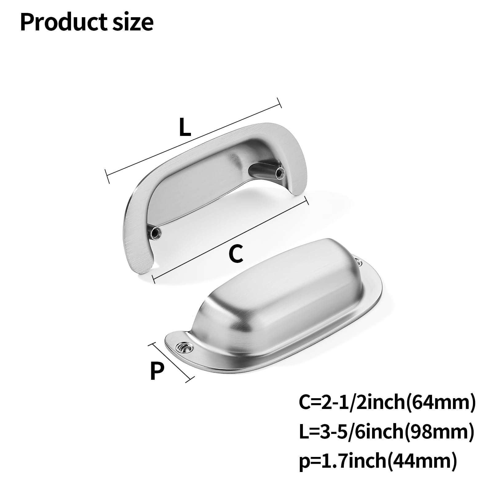 DESIGN354 Brushed Nickel Cabinet Pulls CTC 2 - 1/2 in (64 mm)
