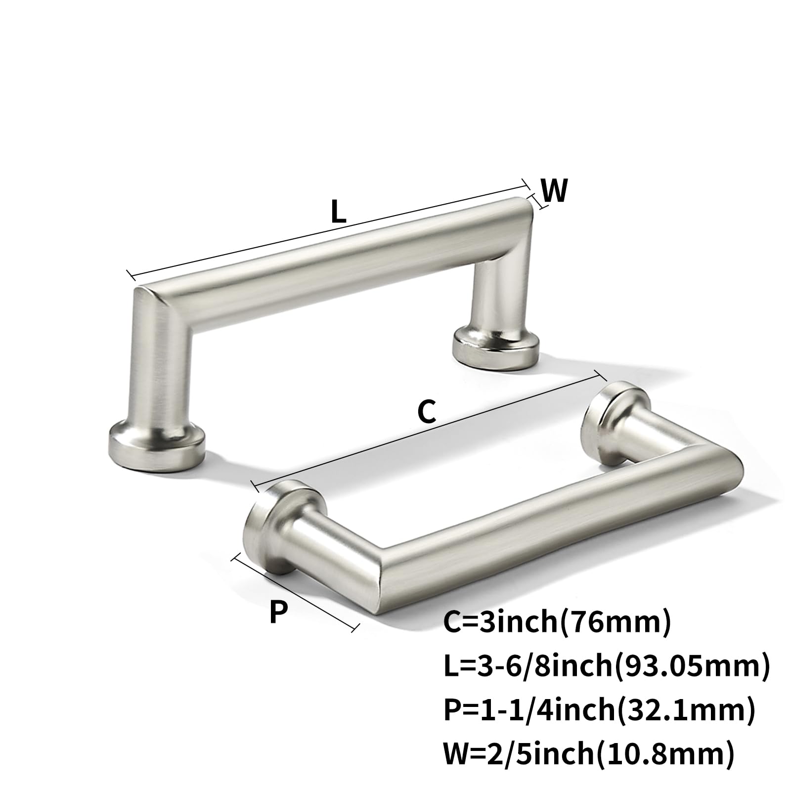 DESIGN348 Brushed Nickel Cabinet Pulls CTC 3 in (76 mm)