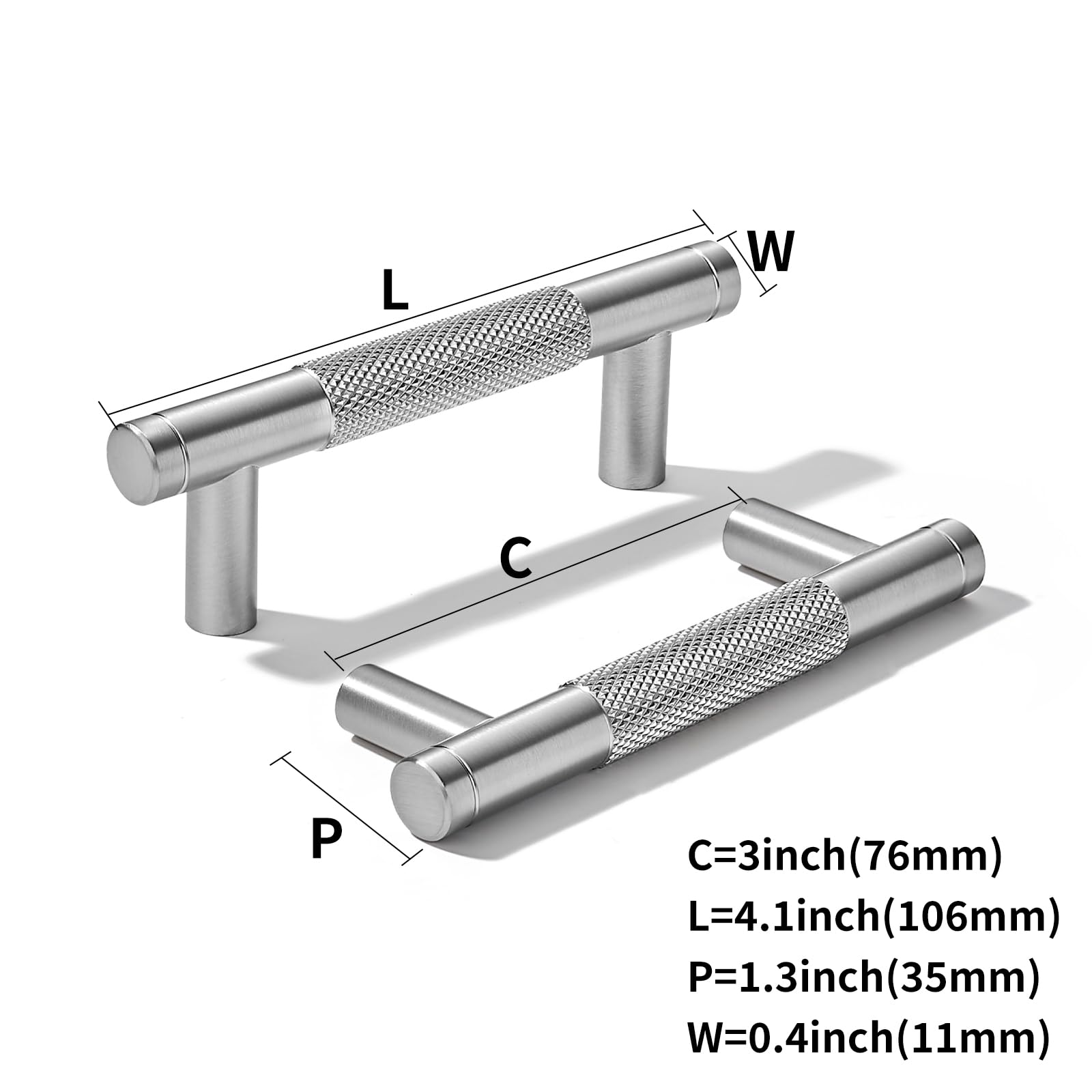 DESIGN440 Brushed Nickel Cabinet Pulls CTC 3 in (76 mm)