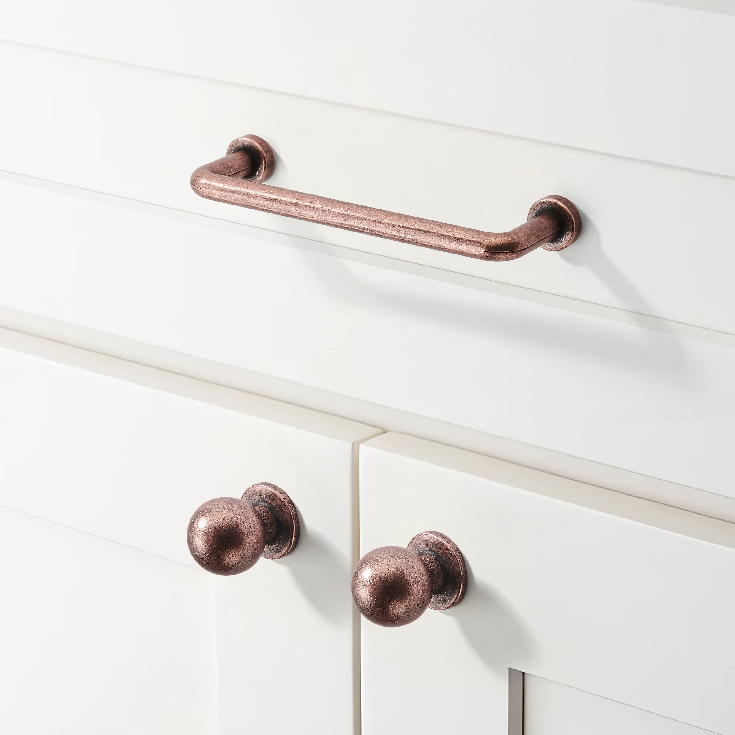 DESIGN267 Antique Copper Cabinet Pulls CTC 3 in (76 mm)