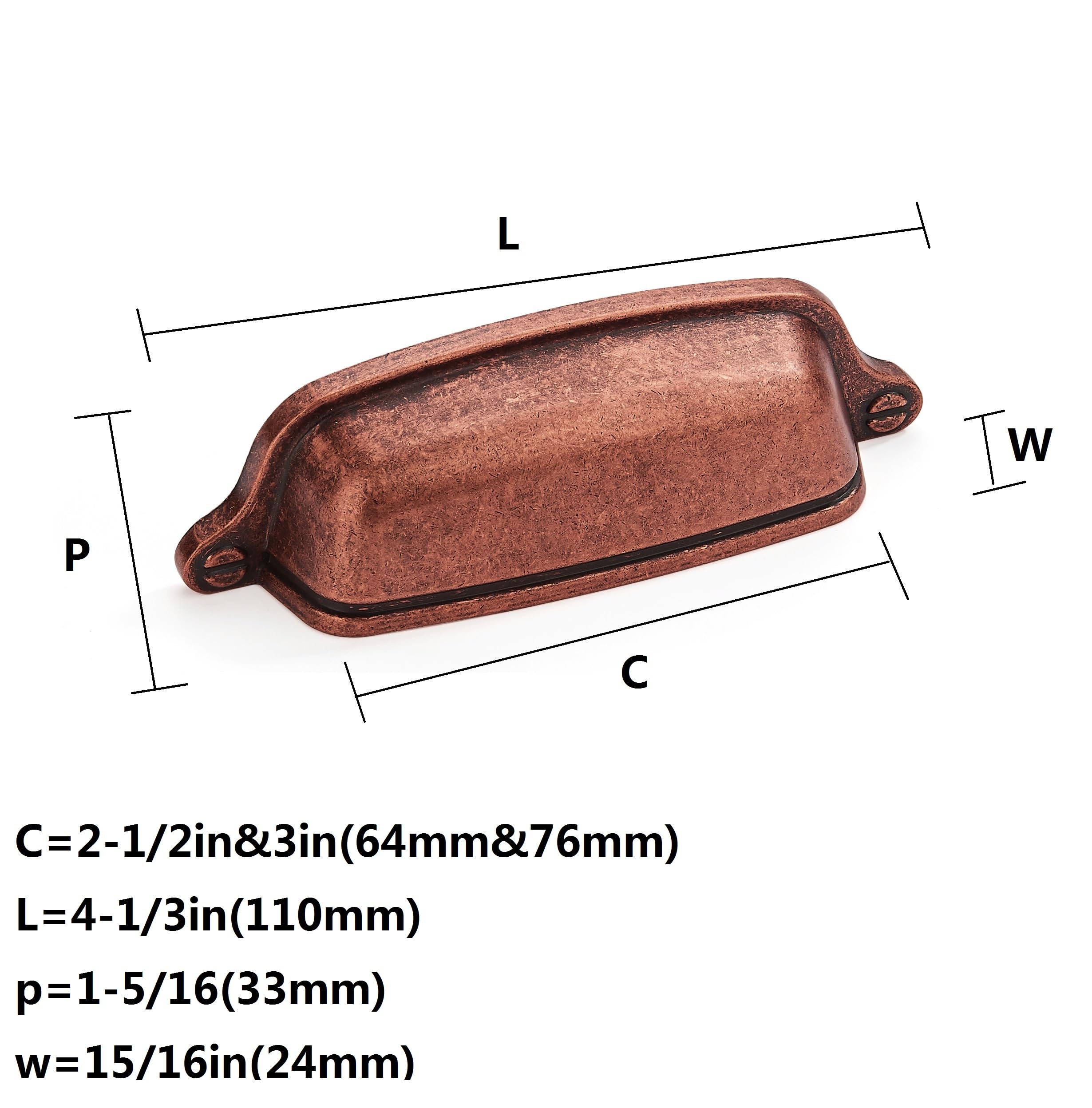 DESIGN270 Antique Copper Cabinet Pulls CTC 3 in (76 mm)