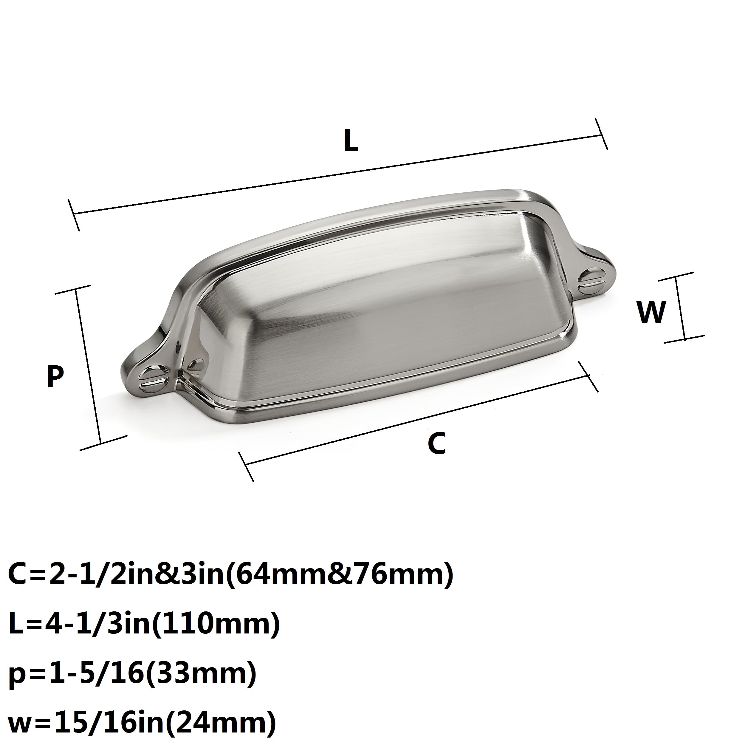 DESIGN270 Brushed Nickel Cabinet Pulls CTC 3 in (76 mm)