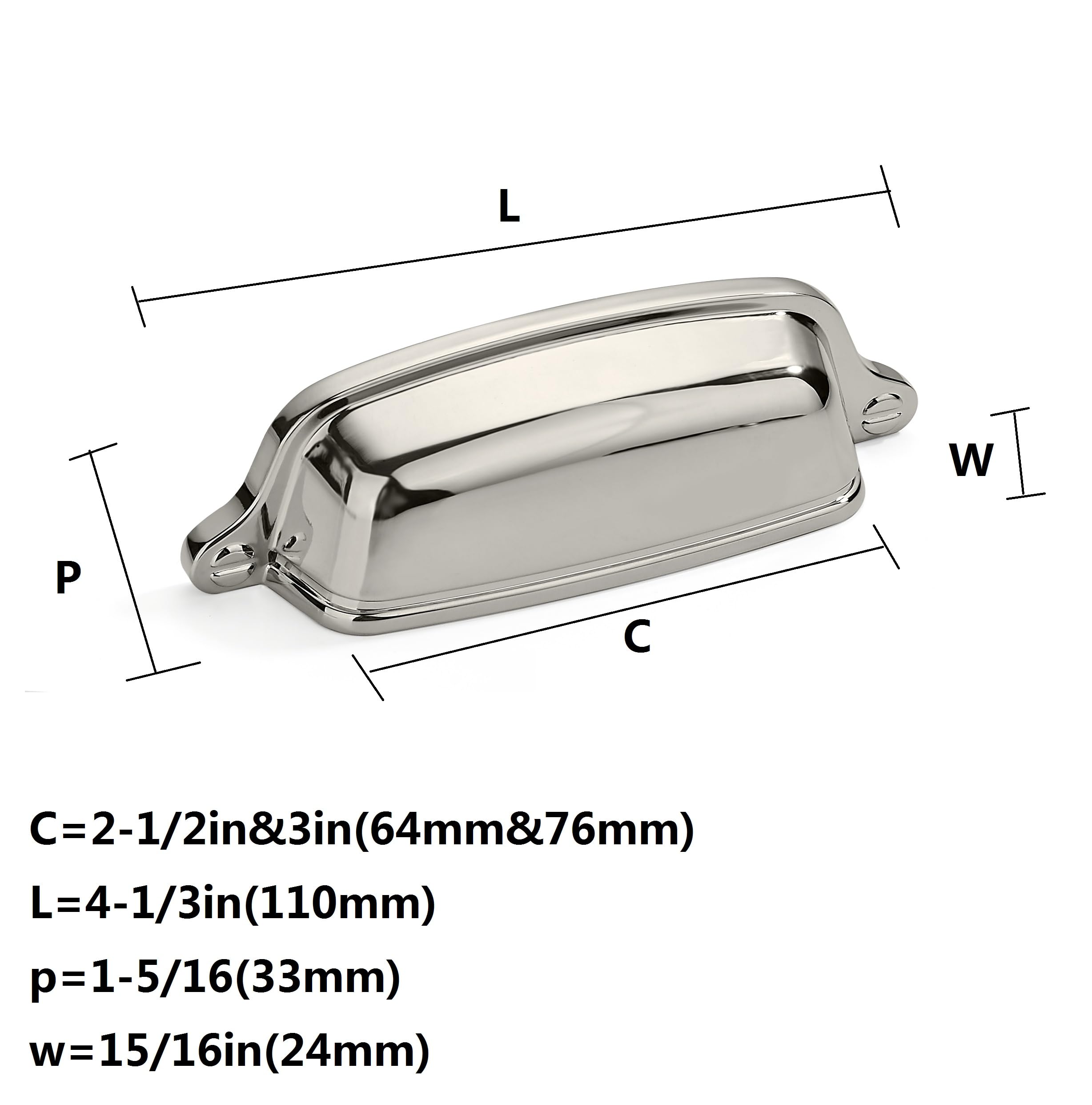 DESIGN270 Polished Nickel Cabinet Pulls CTC 3 in (76 mm)