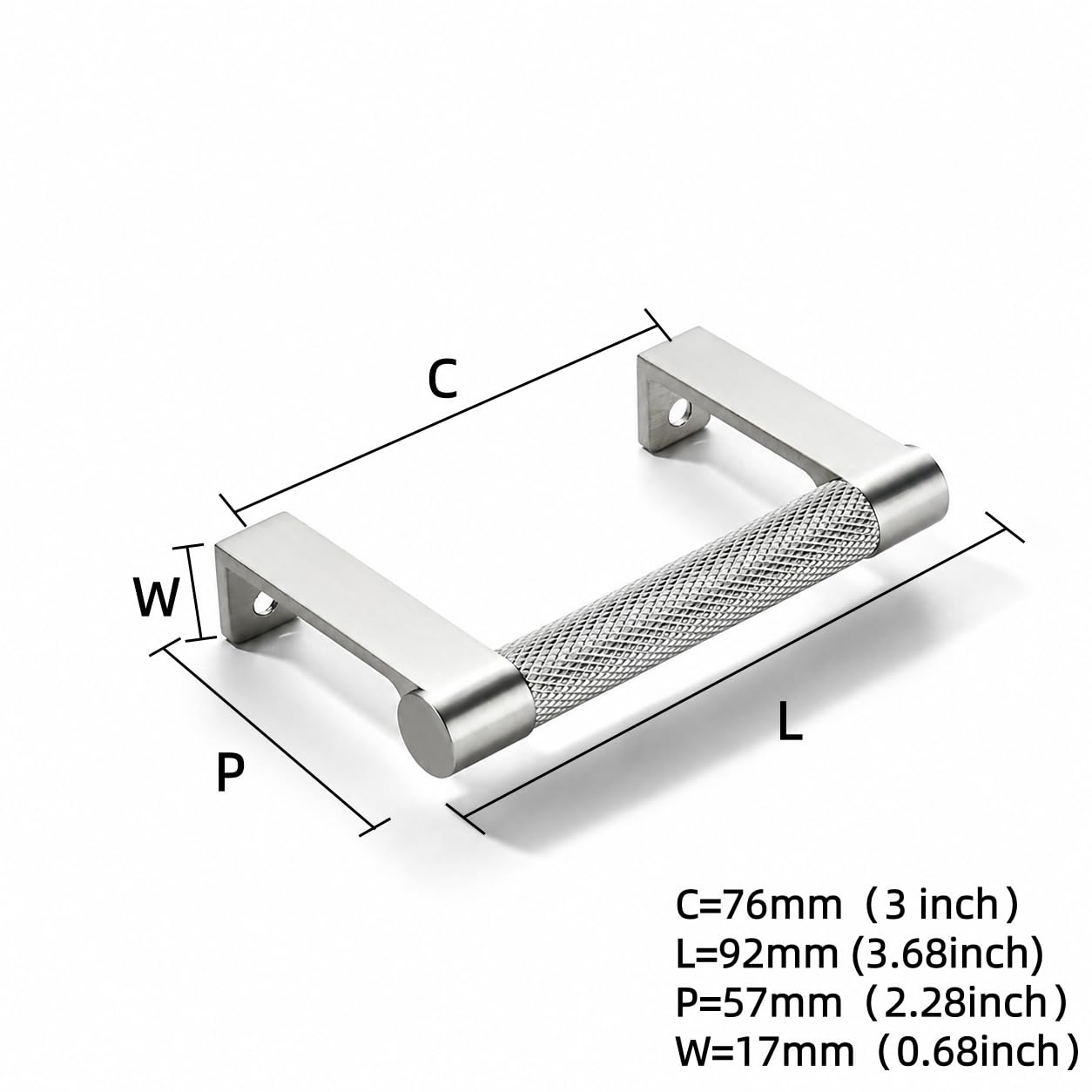 DESIGN065 Brushed Nickel Cabinet Pulls CTC 3 in (76 mm)