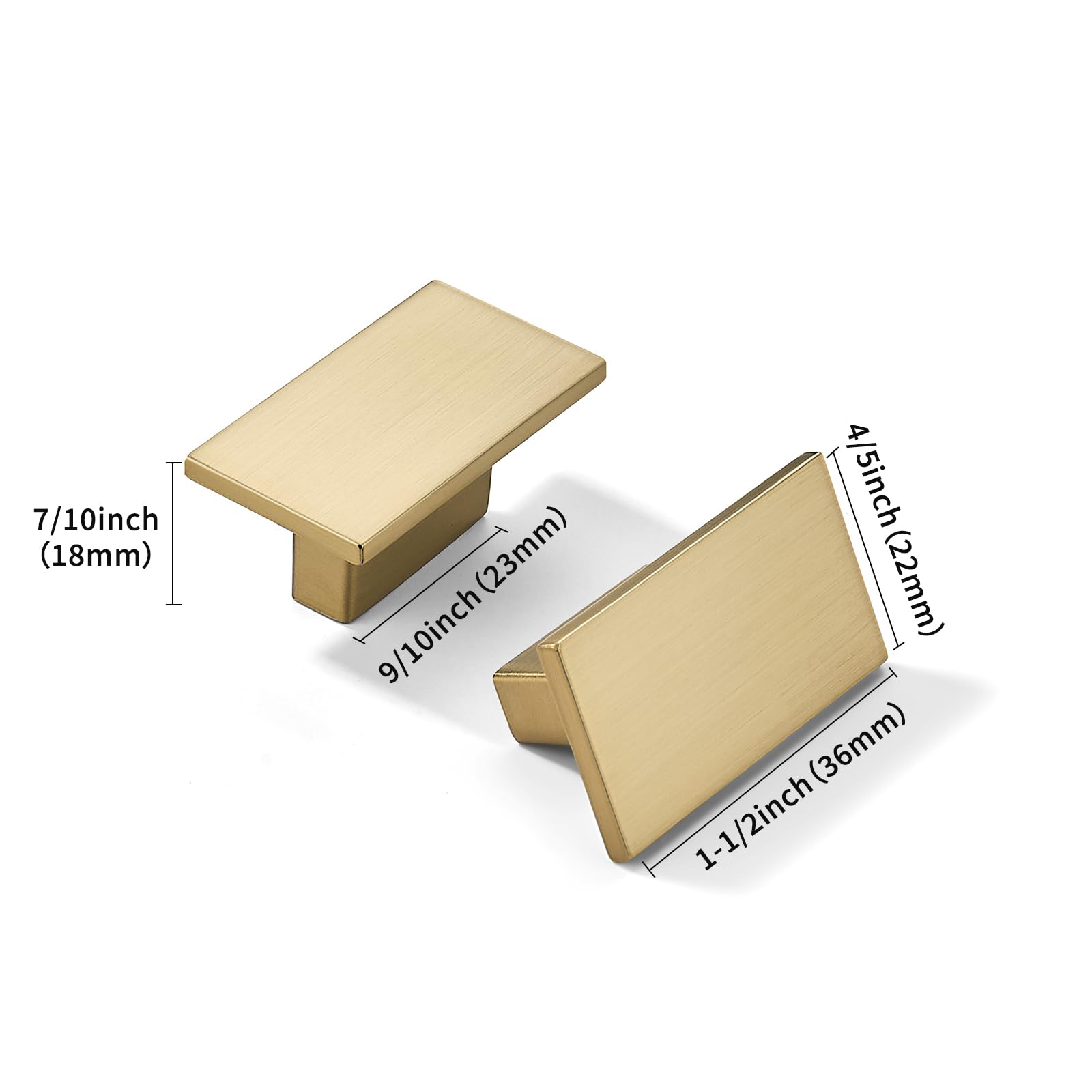 DESIGN025 Round Knob, Brushed Brass, DIA 1 - 13/32 in (36 mm), 2 Pack
