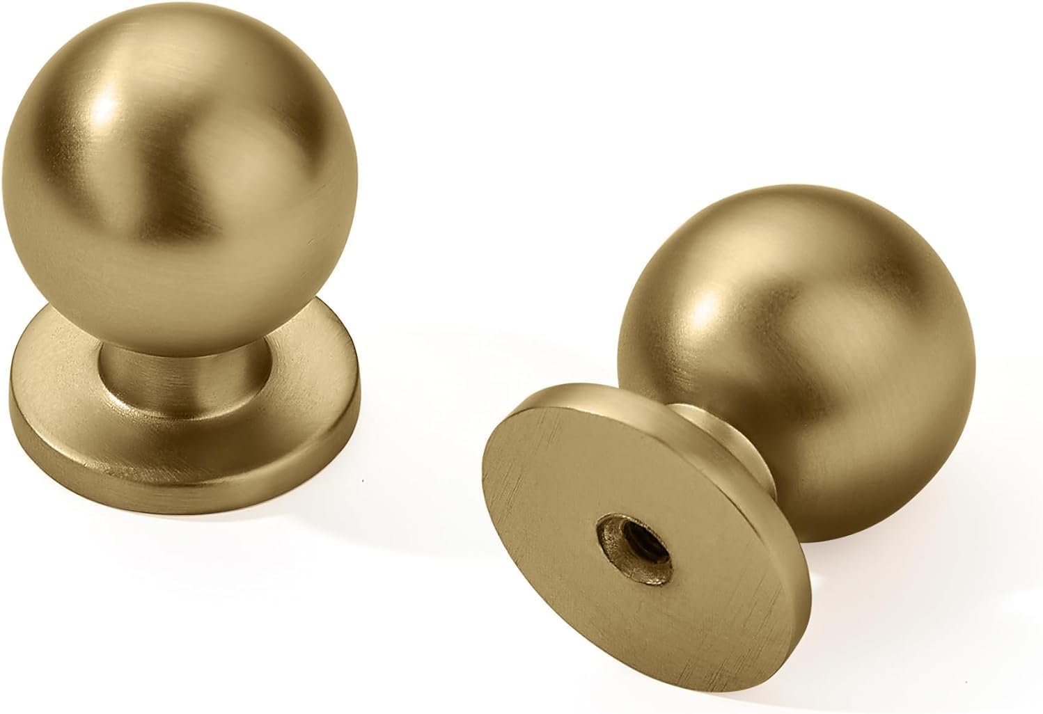 DESIGN057 Round Knob, Brushed Brass, DIA 28 mm, 2 Pack