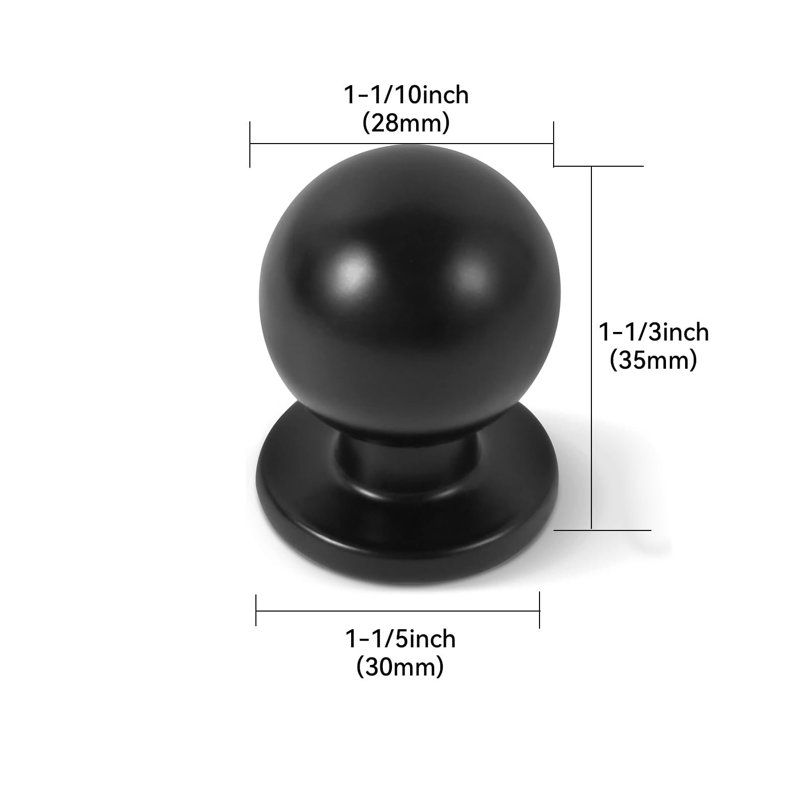 DESIGN057 Round Knob, Matte Black, DIA 28 mm, 2 Pack
