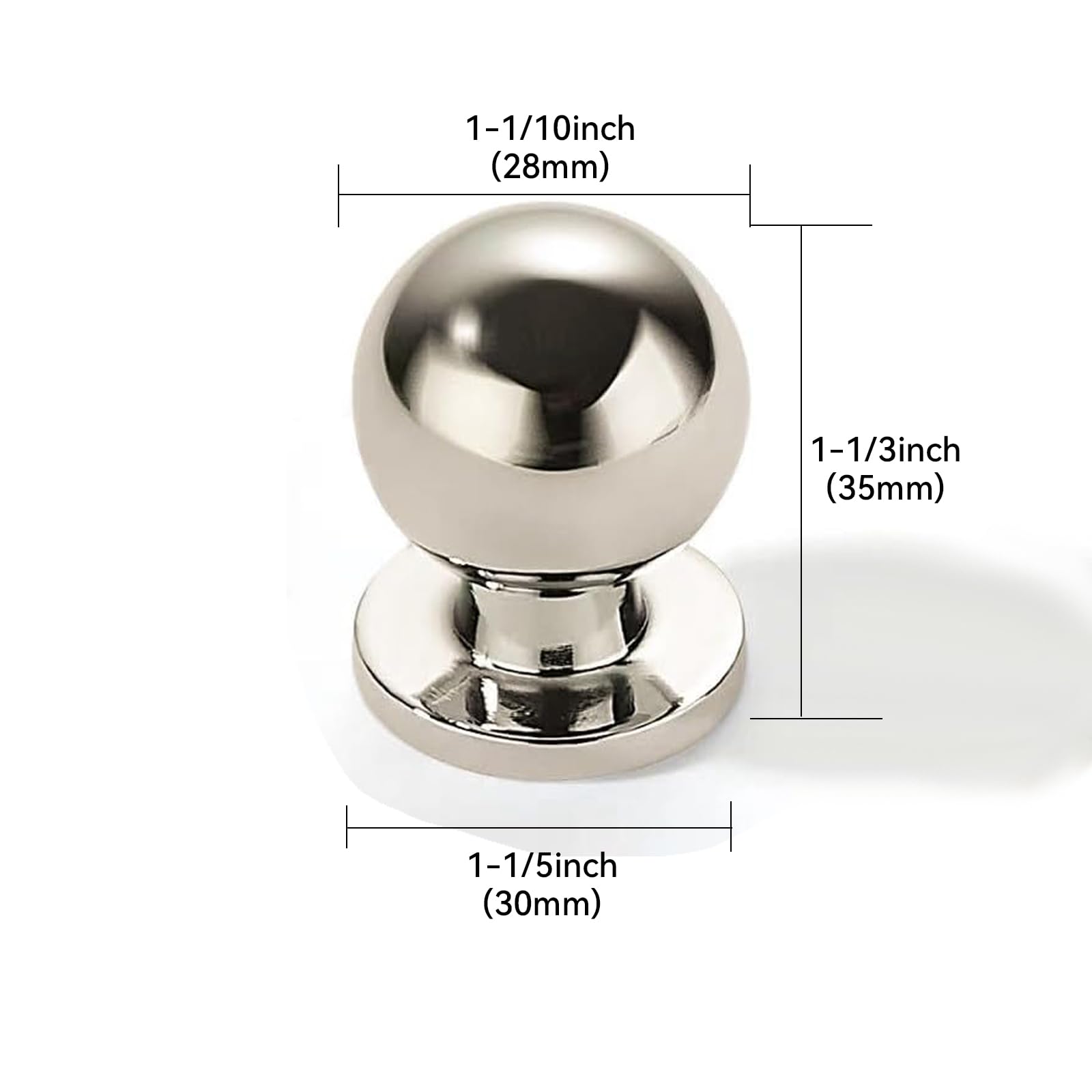 DESIGN057 Round Knob, Polished Nickel, DIA 28 mm, 2 Pack