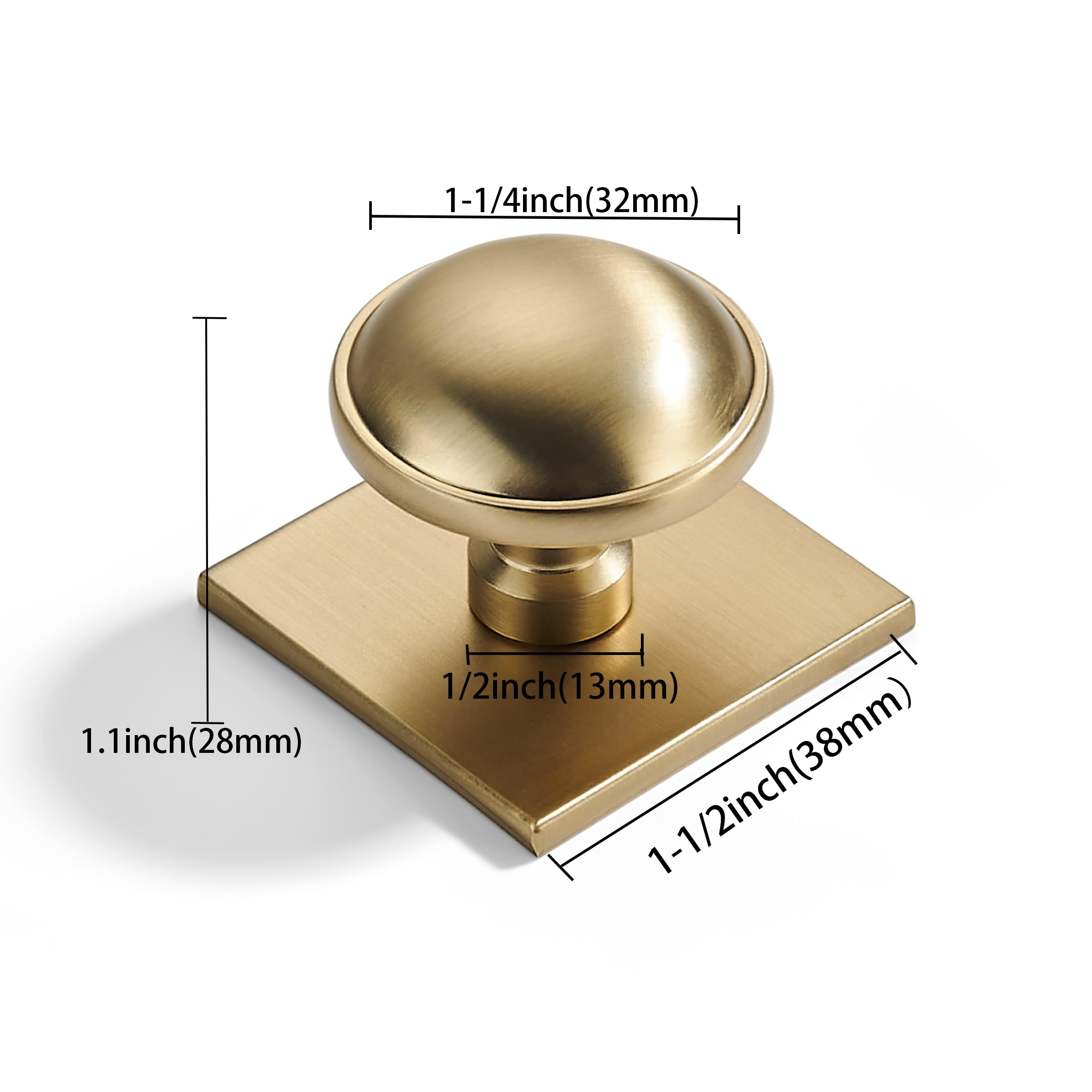 DESIGN077 Round Knob, Brushed Brass, DIA 1 - 1/2 in (38 mm), 2 Pack