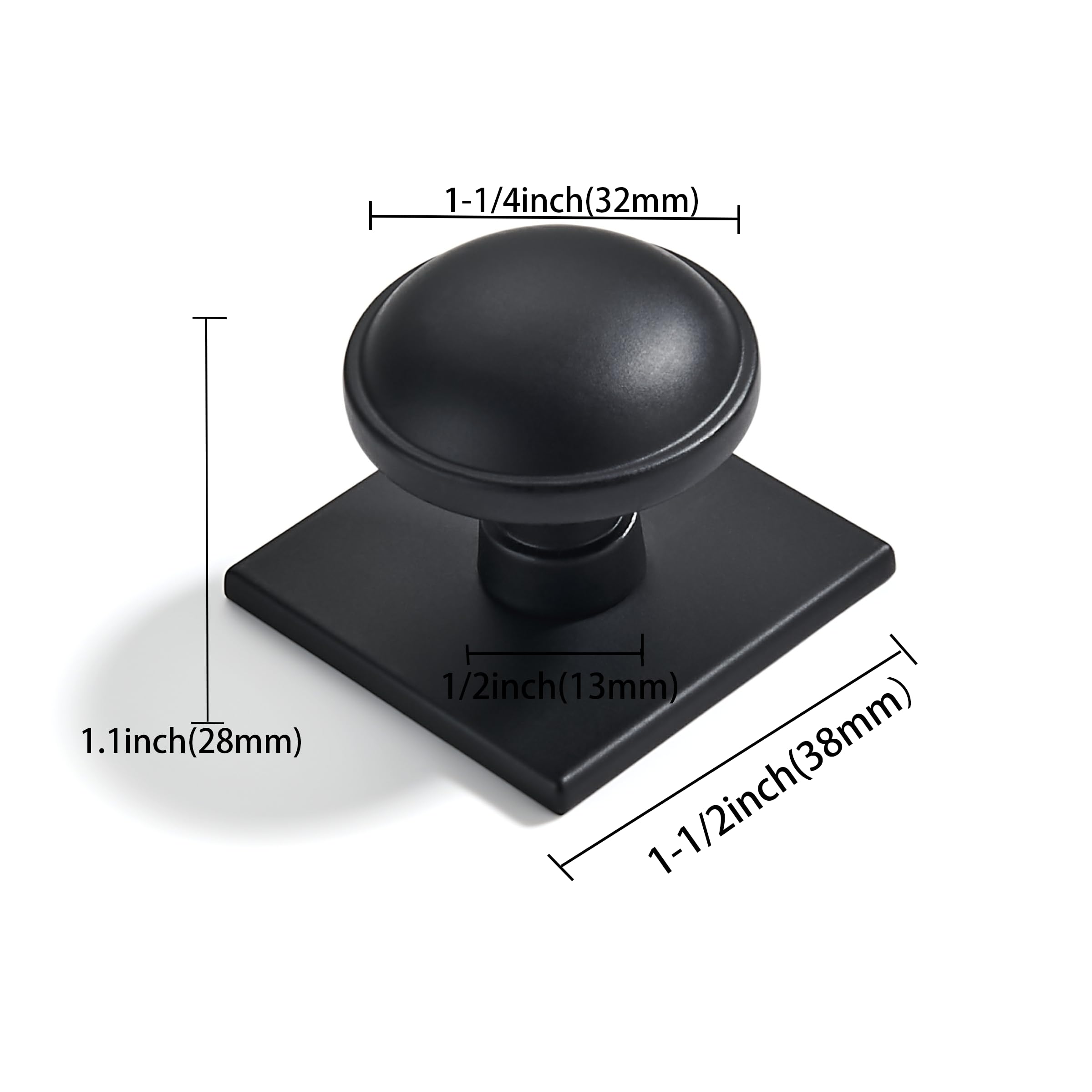DESIGN077 Round Knob, Matte Black, DIA 1 - 1/2 in (38 mm), 2 Pack
