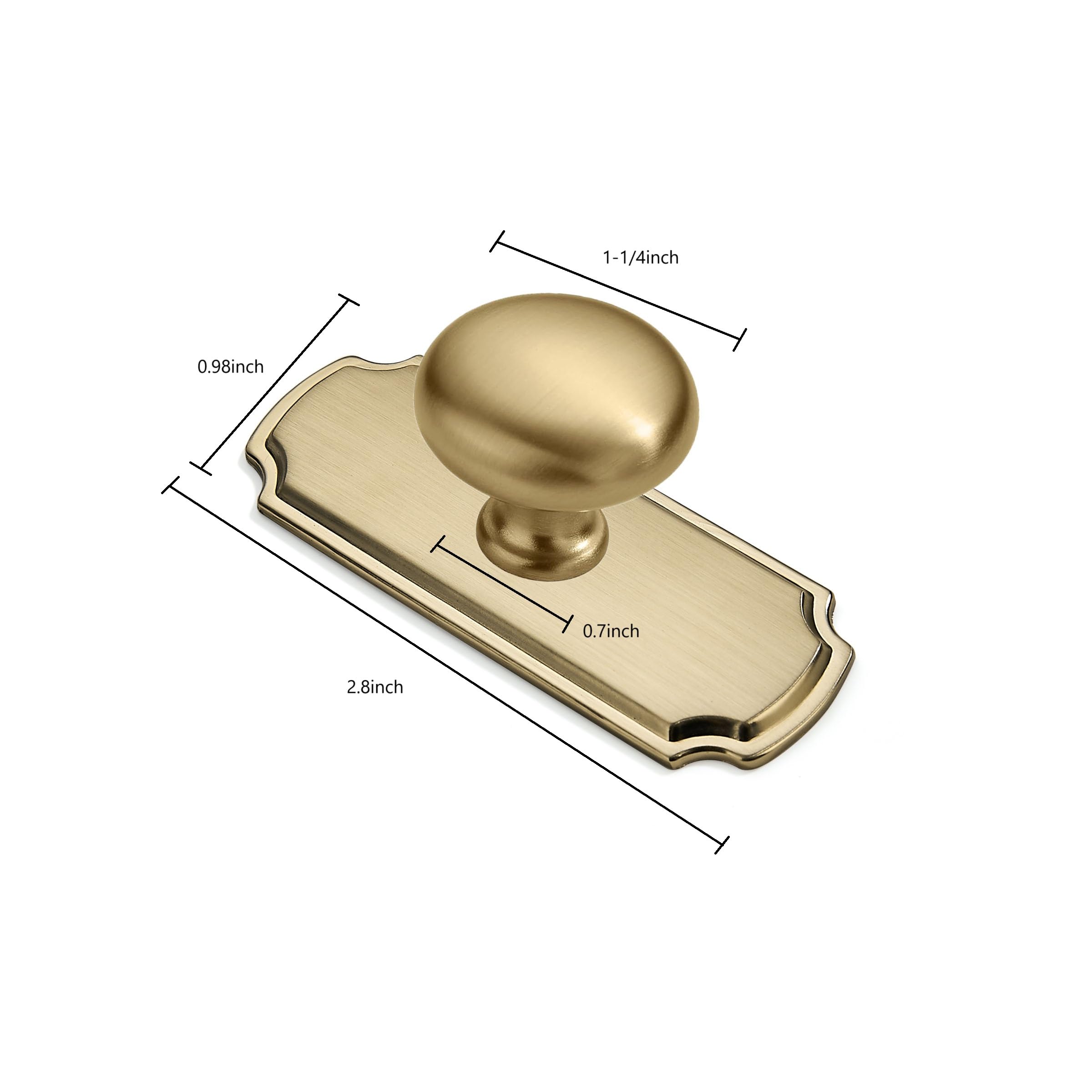 DESIGN113 Round Knob, Brushed Brass, DIA 1 - 1/4 in (32 mm), 2 Pack