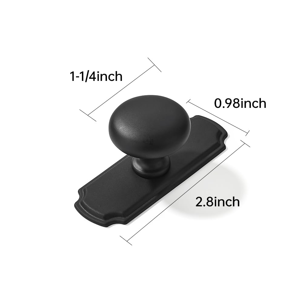 DESIGN113 Round Knob, Matte Black, DIA 1 - 1/4 in (32 mm), 2 Pack