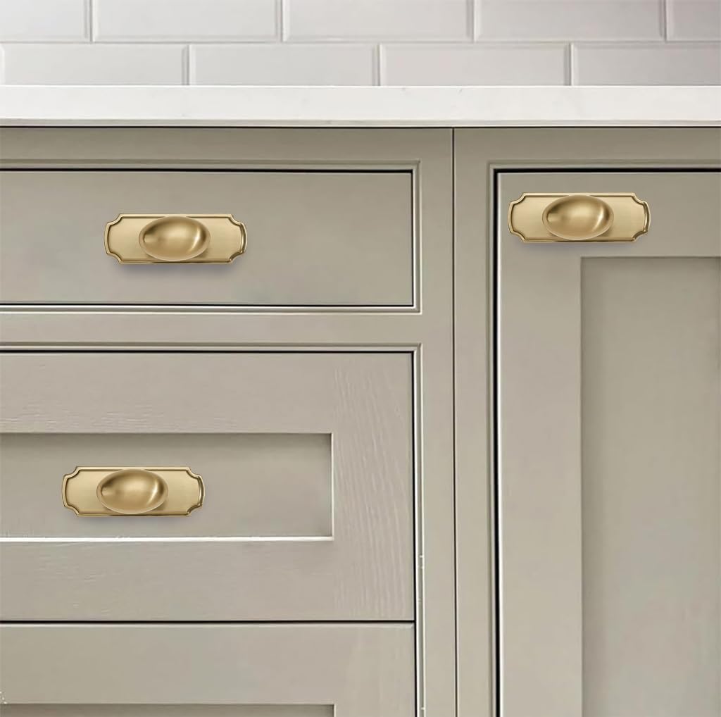 DESIGN247 Round Knob, Brushed Brass, DIA 51 mm, 2 Pack