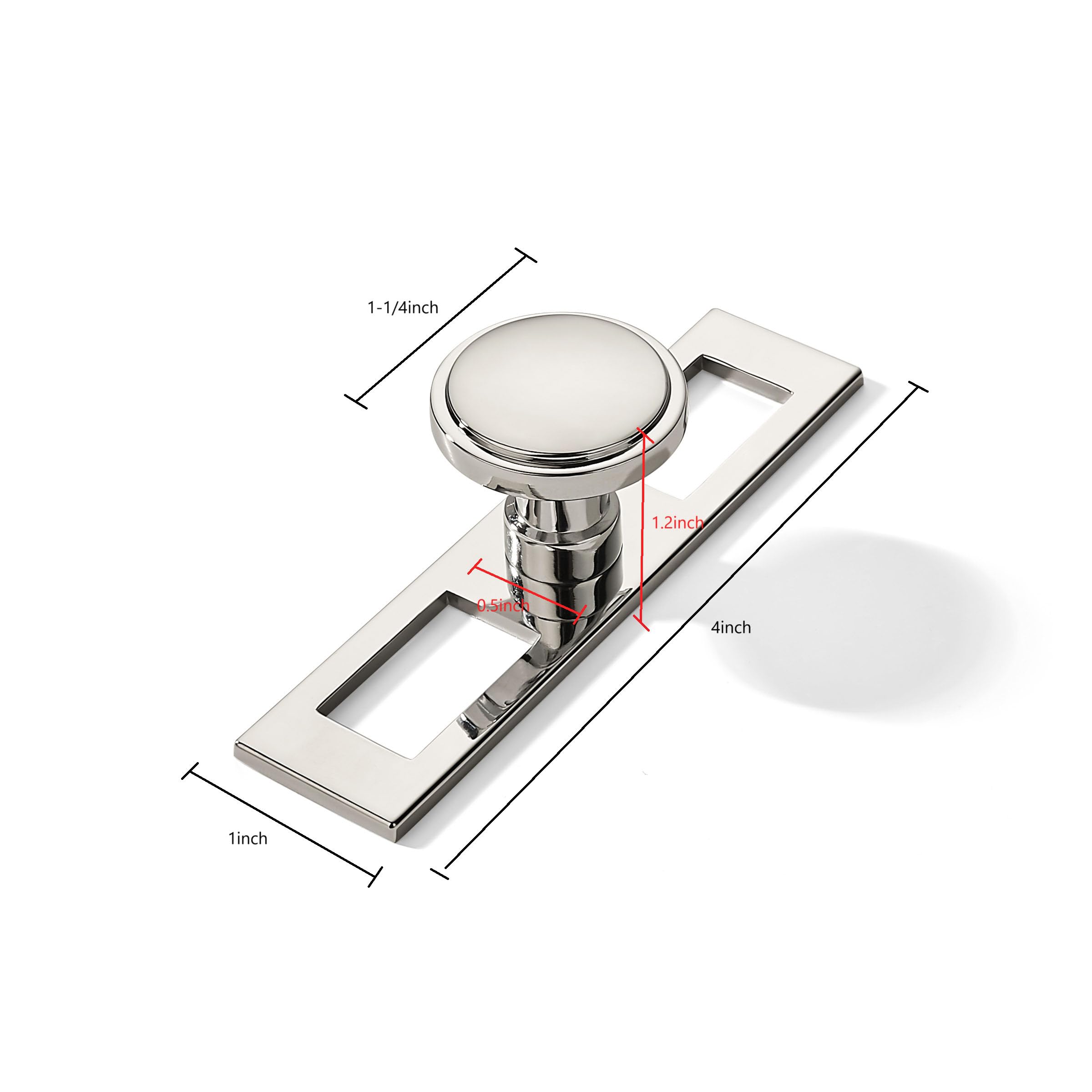 DESIGN280 Round Knob, Polished Nickel, DIA 1 - 1/4 in (32 mm), 2 Pack