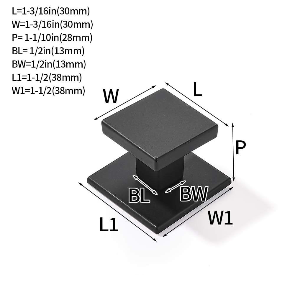 DESIGN295 Round Knob, Matte Black, DIA 1 - 3/16 in (30 mm), 2 Pack