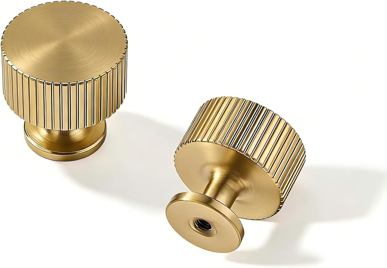 DESIGN303 Round Knob, Brushed Brass, DIA 1 in (25 mm), 2 Pack