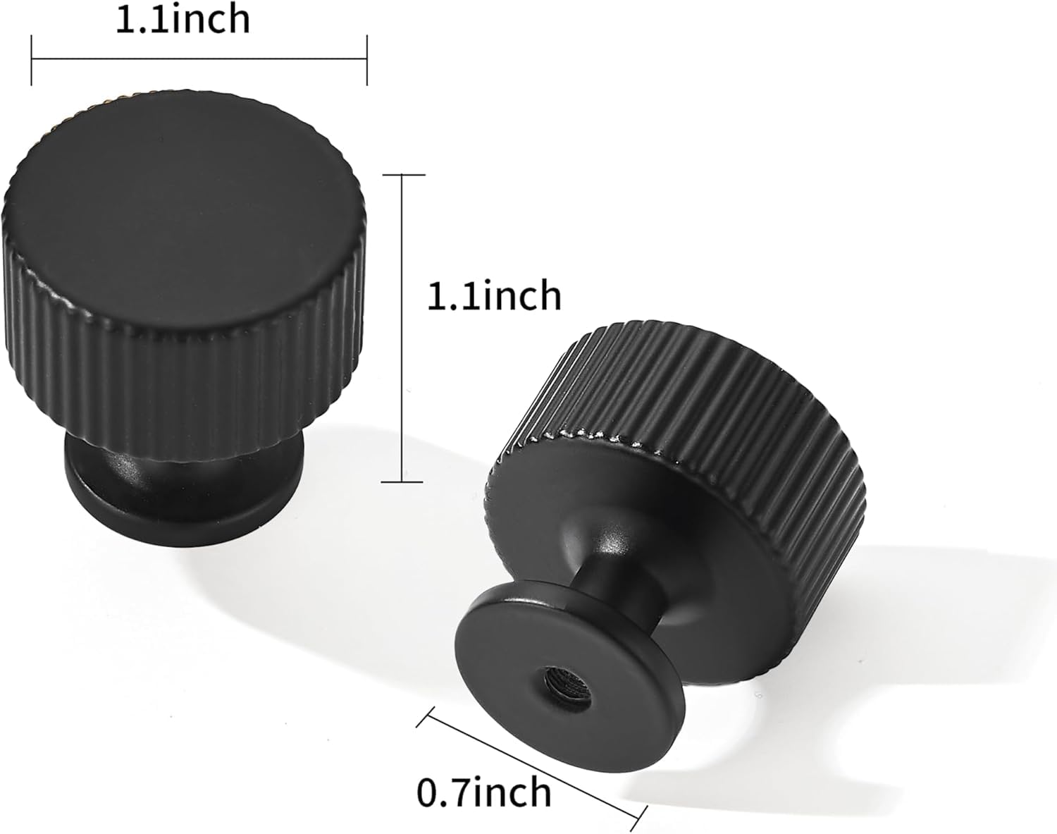 DESIGN303 Round Knob, Matte Black, DIA 1 in (25 mm), 2 Pack