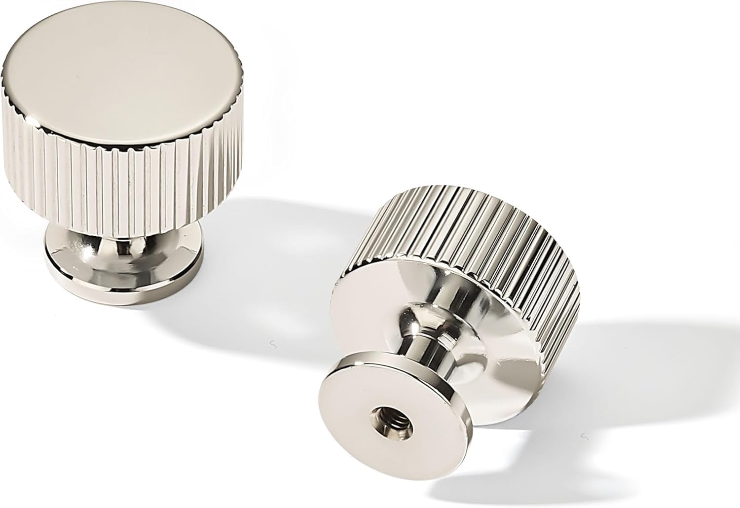 DESIGN303 Round Knob, Polished Nickel, DIA 1 in (25 mm), 2 Pack