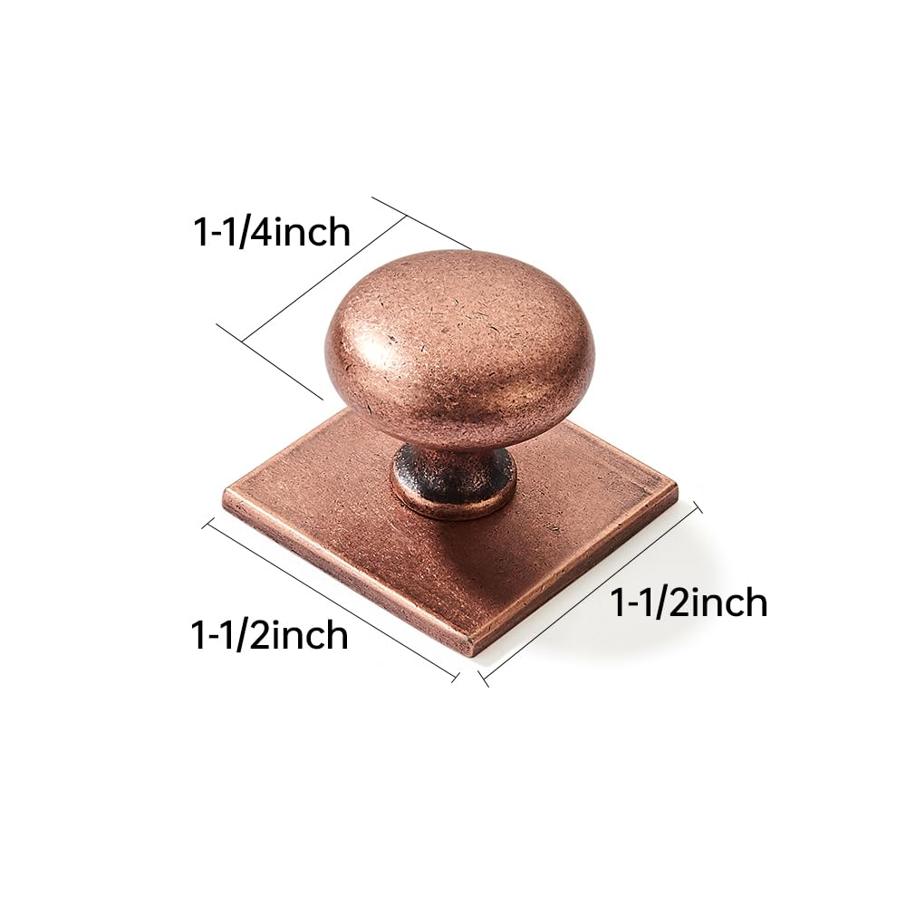 DESIGN323 Round Knob, Antique Copper, DIA 1 - 3/16 in (30 mm), 2 Pack