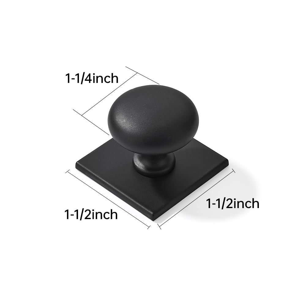 DESIGN323 Round Knob, Matte Black, DIA 1 - 3/16 in (30 mm), 2 Pack
