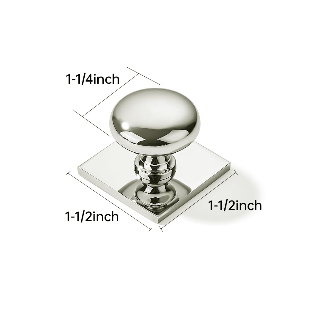 DESIGN323 Round Knob, Polished Nickel, DIA 1 - 3/16 in (30 mm), 2 Pack