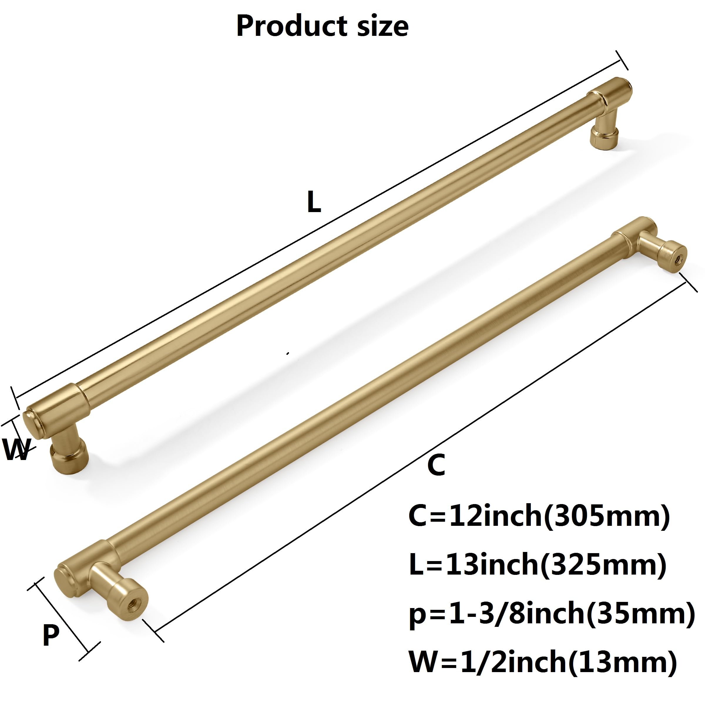 Khtumeware - 12 Matte Champagne Gold Cabinet Pulls CTC 12 in (305 mm) 2 Pack