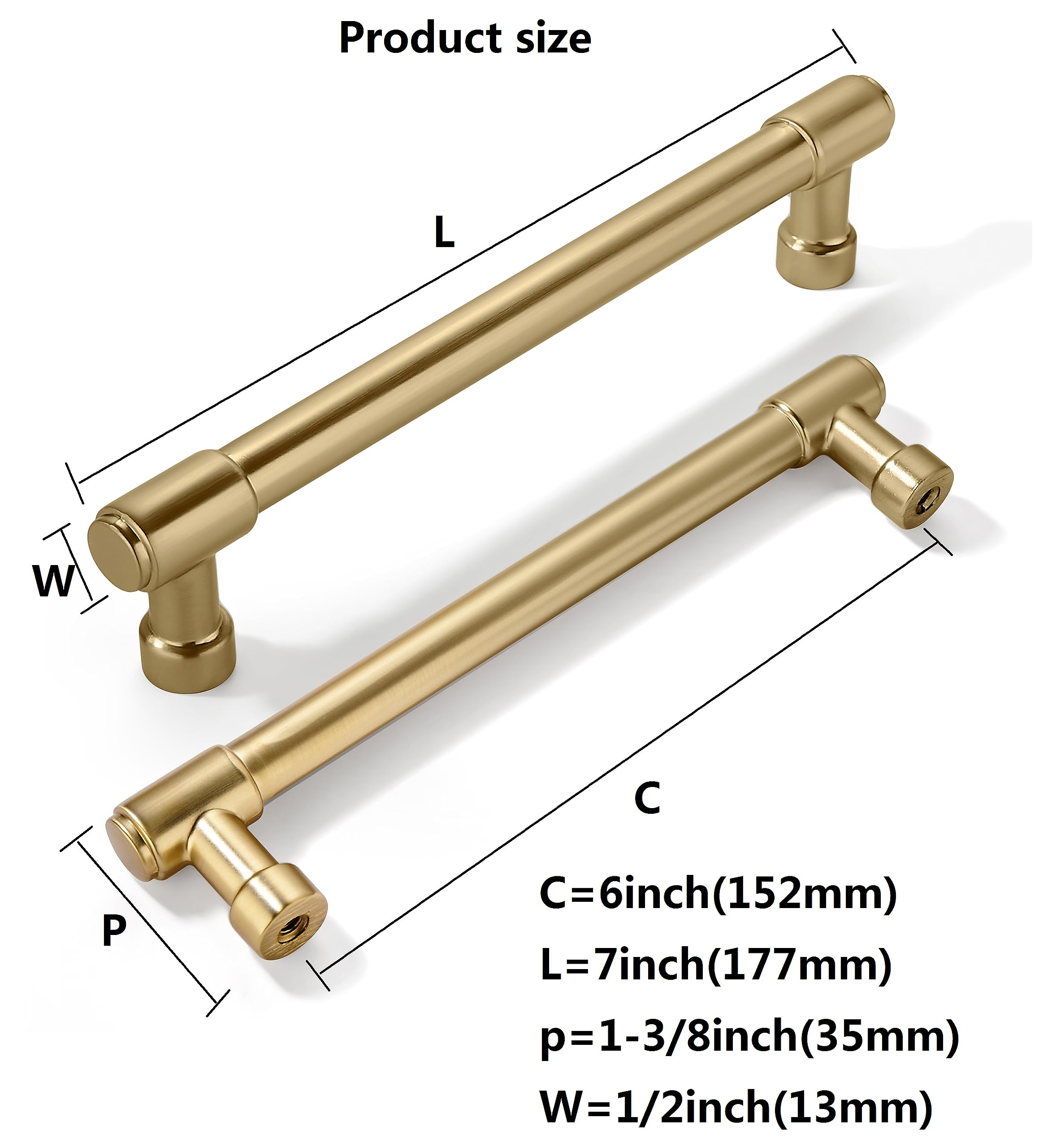 Khtumeware - 6 Matte Champagne Gold Cabinet Pulls CTC 6 in (152 mm) 10 Pack