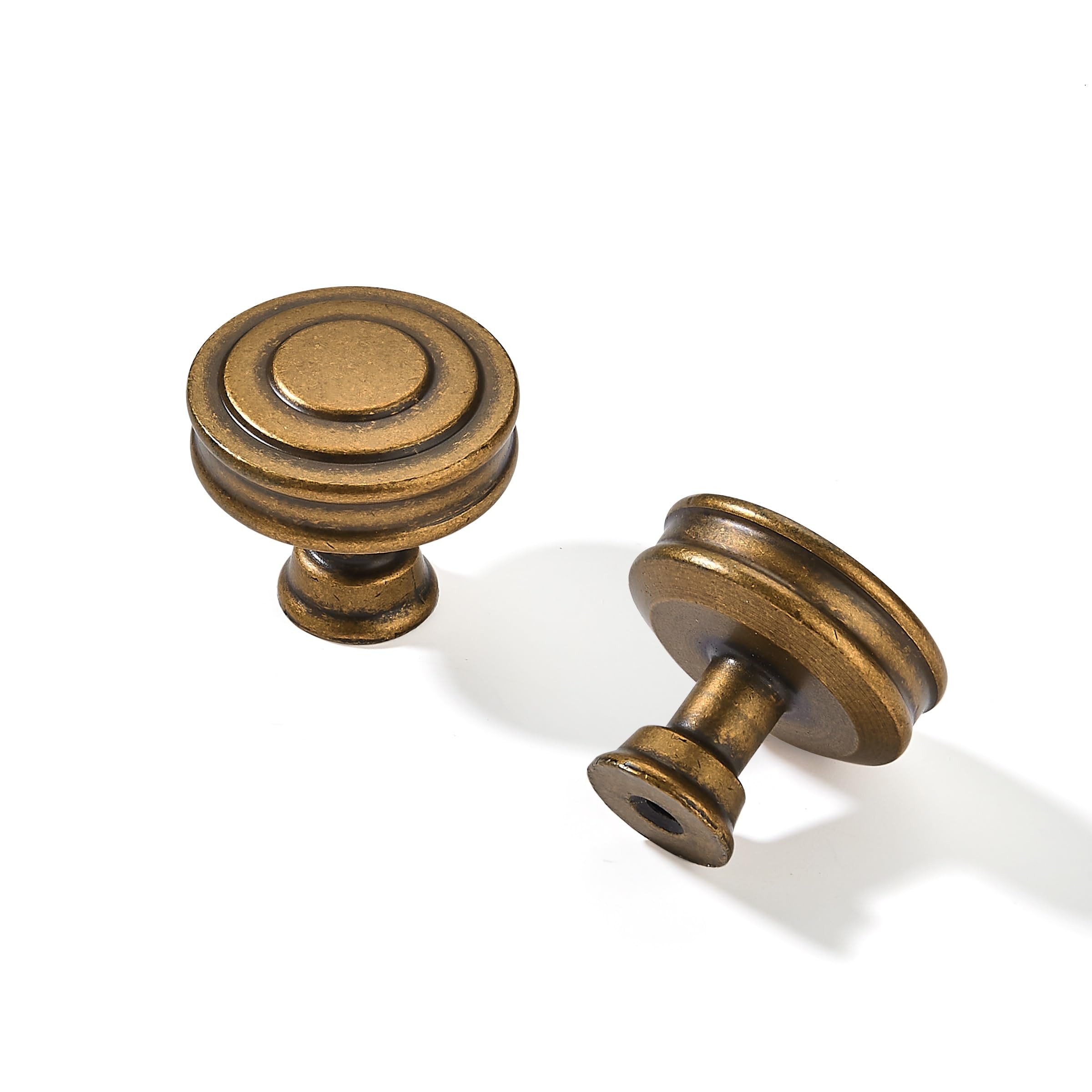 Khtumeware - 306 Round Knob, Antique English Brass, DIA 1 - 1/4 in (32 mm), 10 Pack