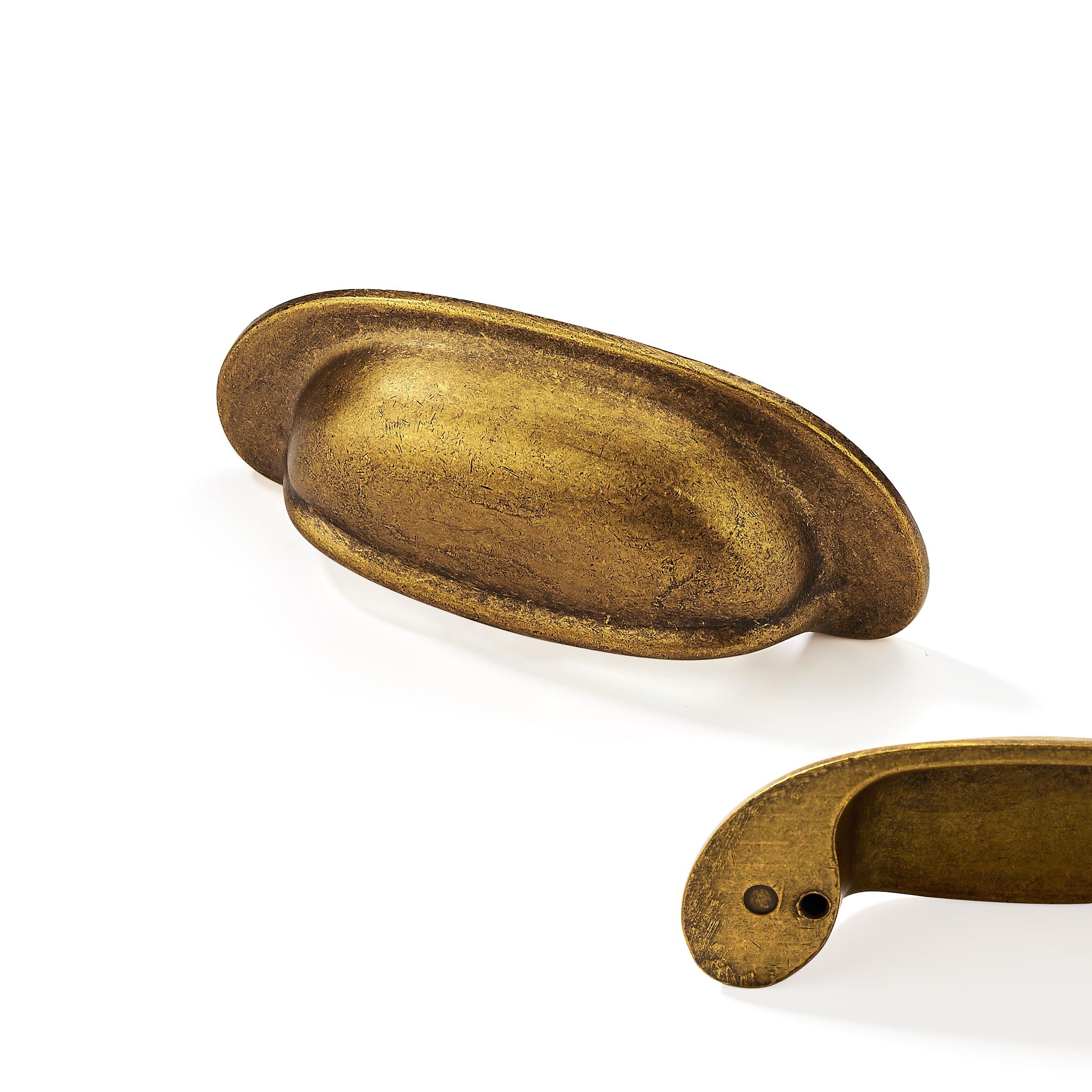 Khtumeware 6 Pack Drawer Pulls 2-1/2 Inch Antique Brass Cabinet Cup Pulls Kitchen Hardware Vintage Heavy duty Cabinet Handles Drawer Handles Knobs image
